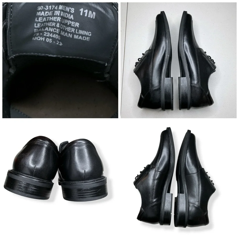 Dockers Dress Shoes Men Size 11M Black Lace Up Leather Square Toe 90-3174